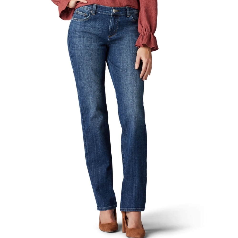 LEE WOMENS MID RISE STRAIGHT LEG STRETCH 6 SHORT jeans Denim Blue Classy Y2k